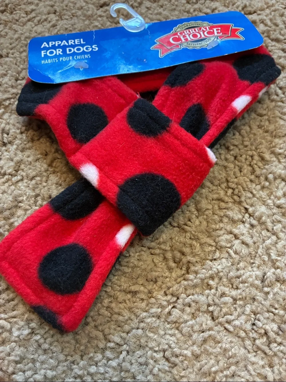 Choice Brand Dogs Red Polka Dot Hat Scarf